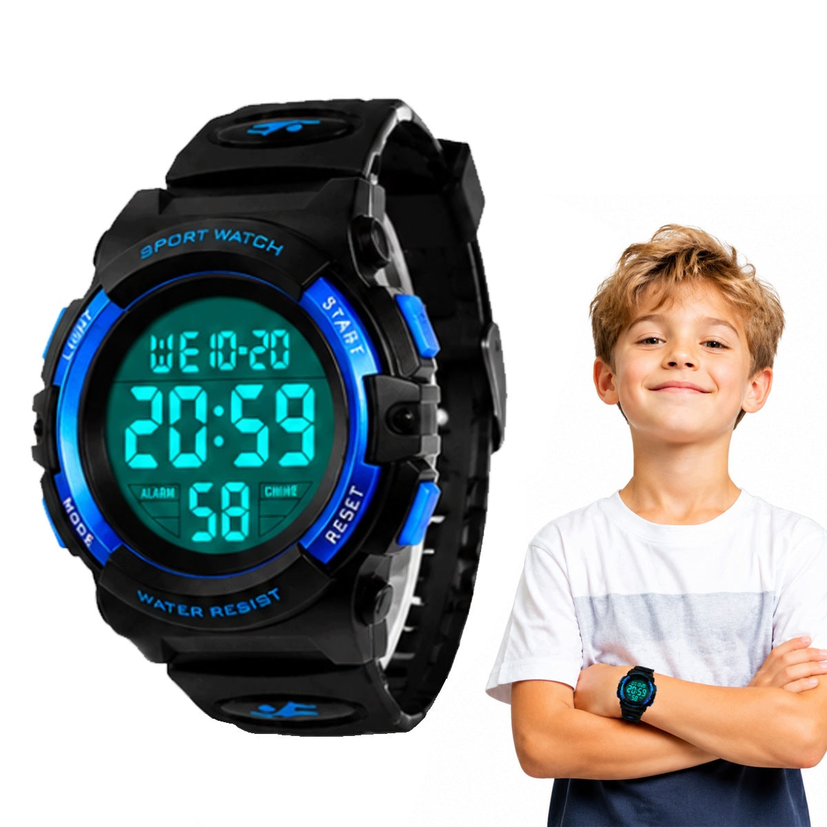 Sports watch electronic date stopwatch