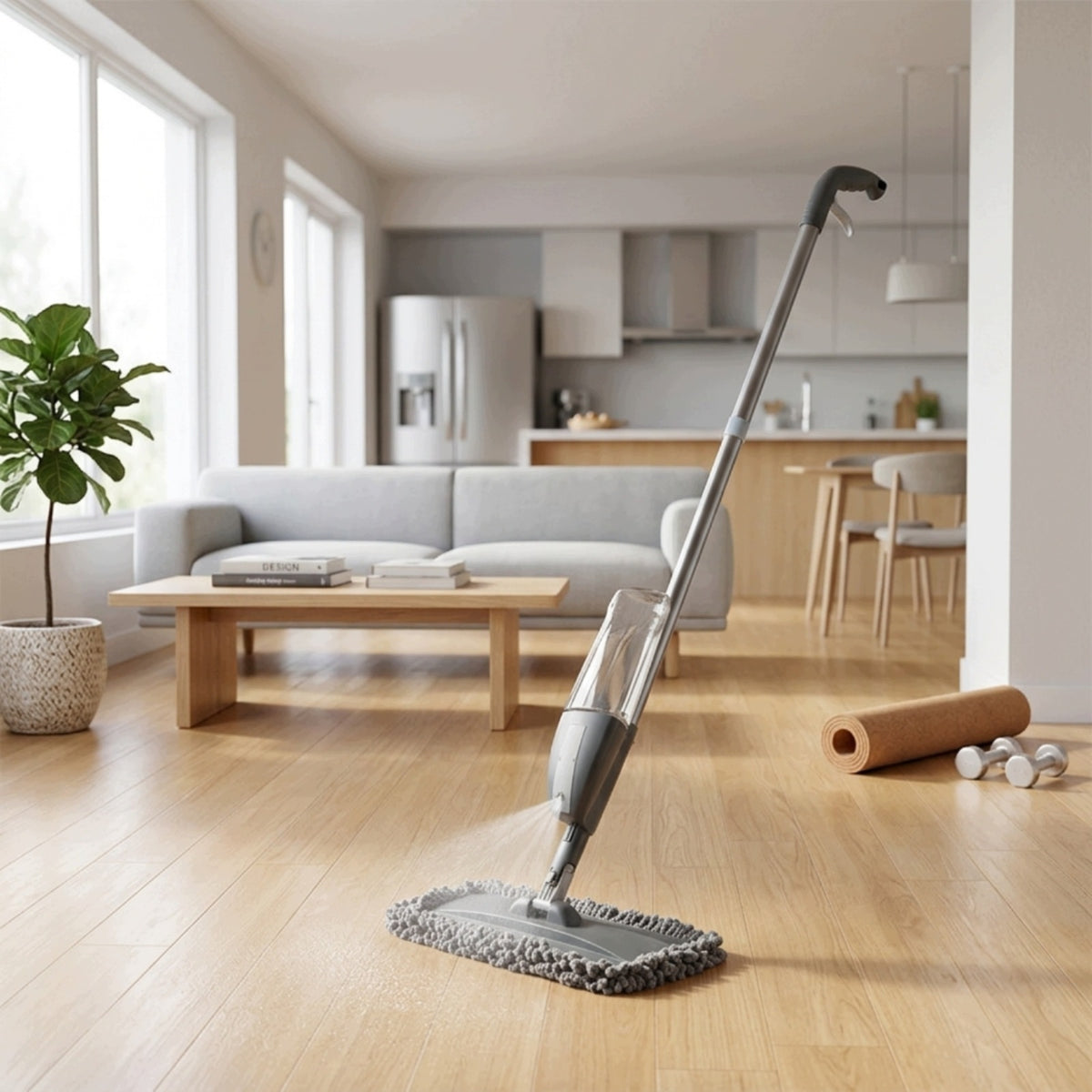 Spray Mop with Microfiber Pad 360-Degree Swivel for Wood Floors, Homeowners Packaging status original