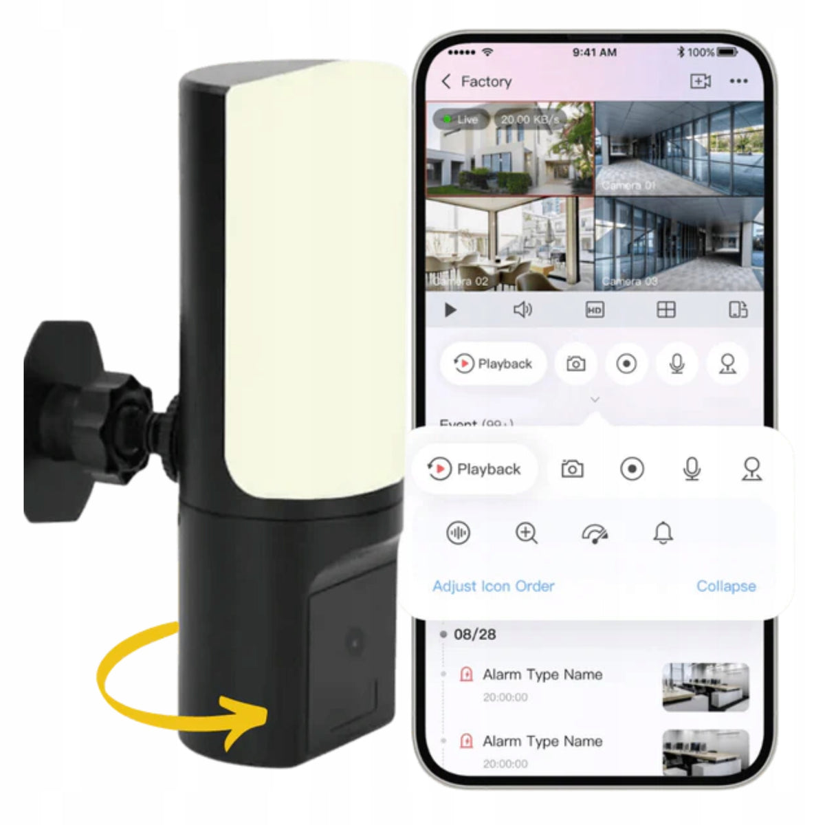Spy Camera Hidden in Wall Lamp WiFi DVR-263 Tuya