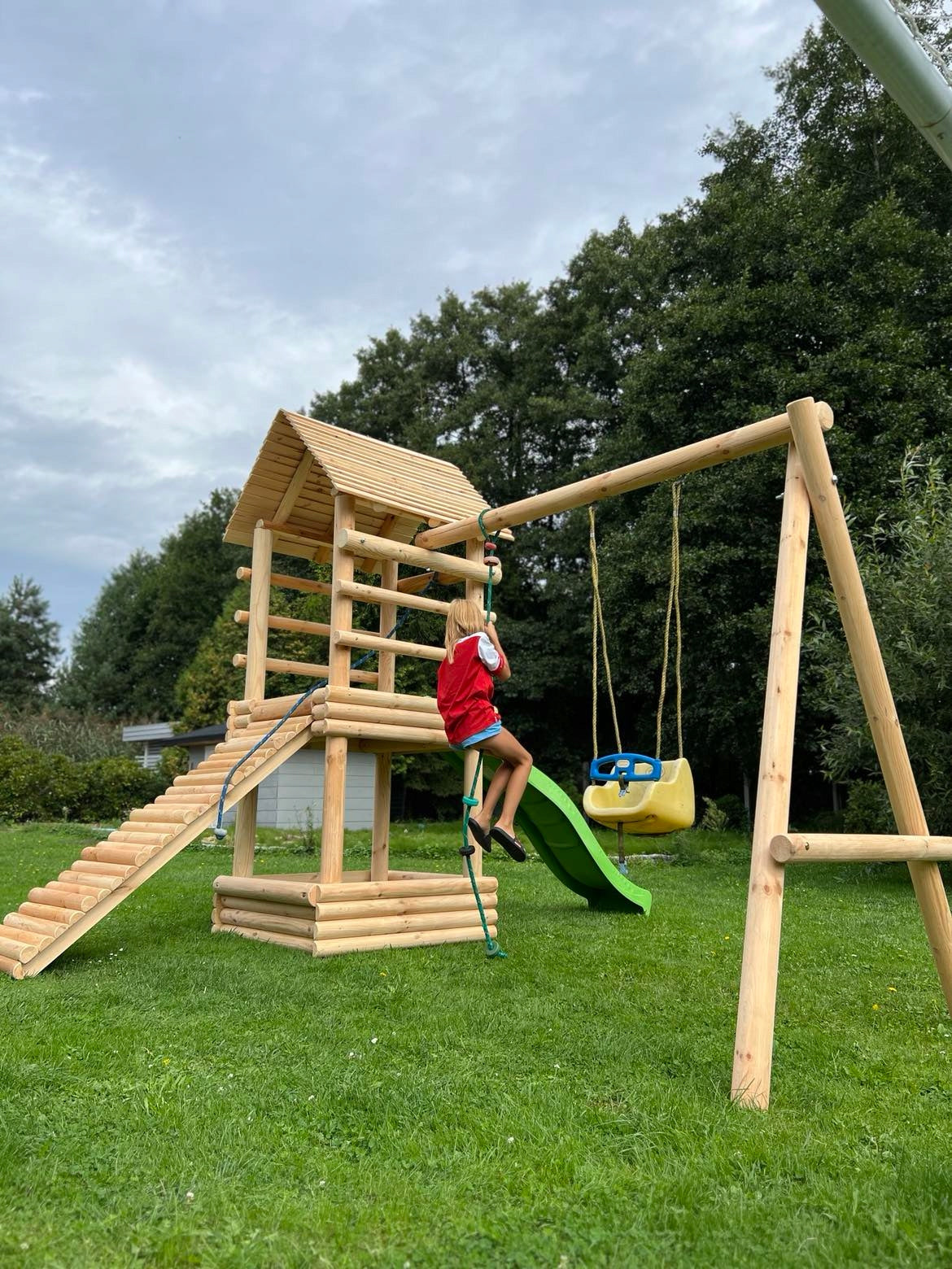 Square Toys Cottage Slide Swing Sandbox Rope Dominant material wood