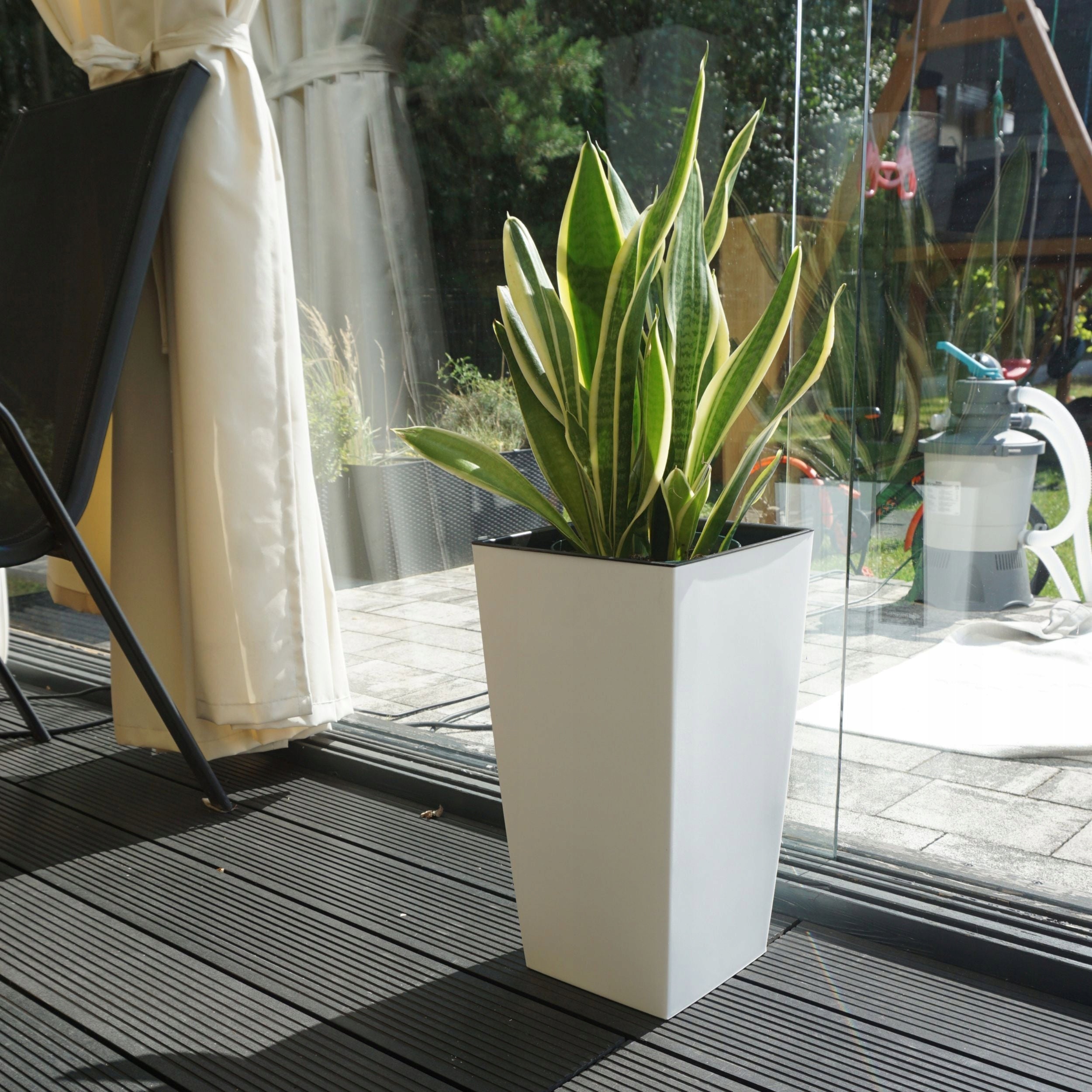 Square flower pot matt 22,5cm with insert Planter + spacer Length 22.5 cm