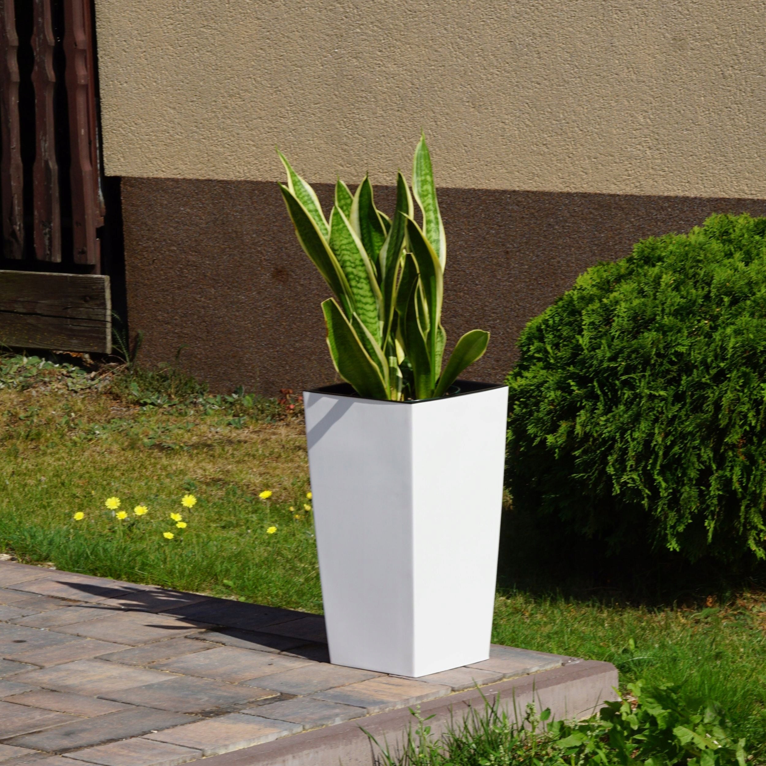 Square flower pot matt 22,5cm with insert Planter + spacer Volume 16.3 l