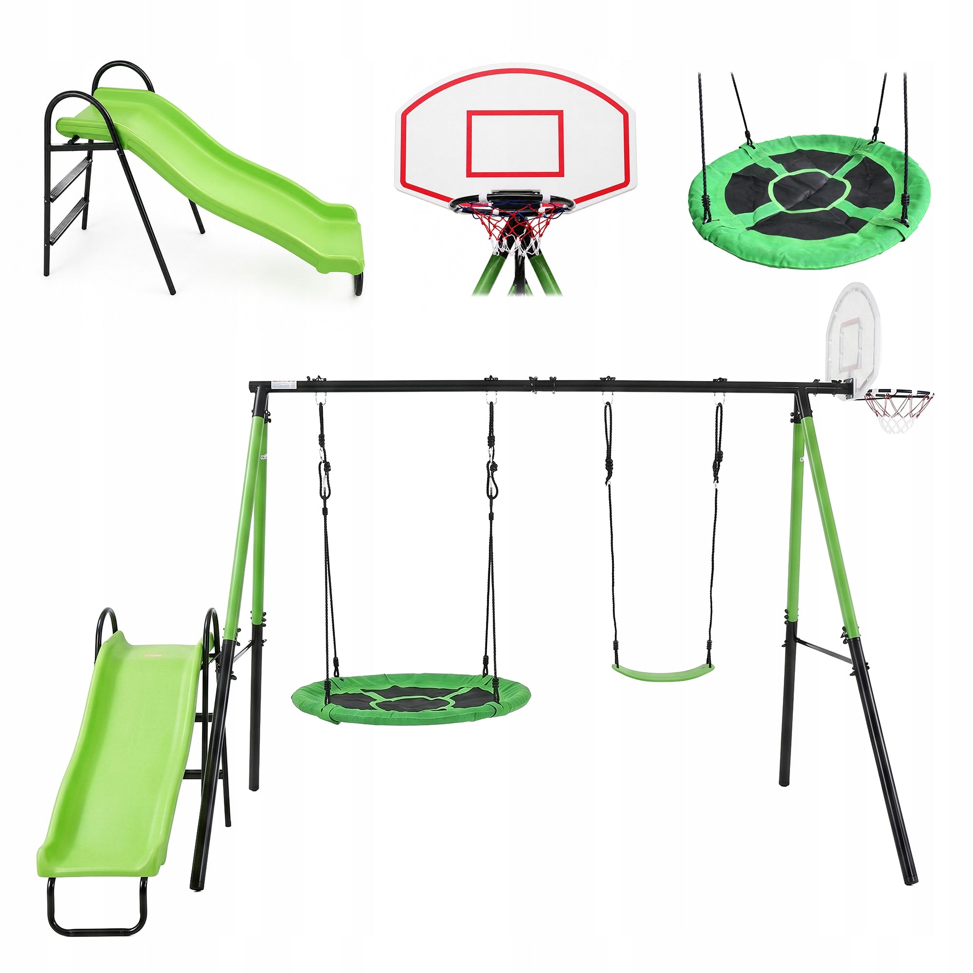 Square toys garden XXL – slide + swings + basketball basket