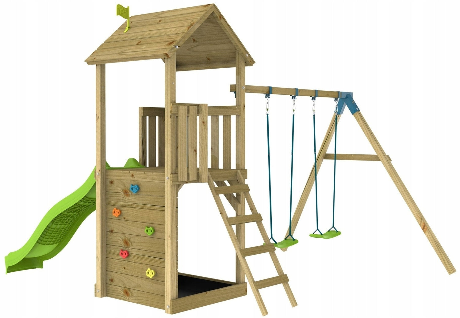 Square toys wooden TP Toys slide 2 swings sandbox wall Manufacturer code 791S1