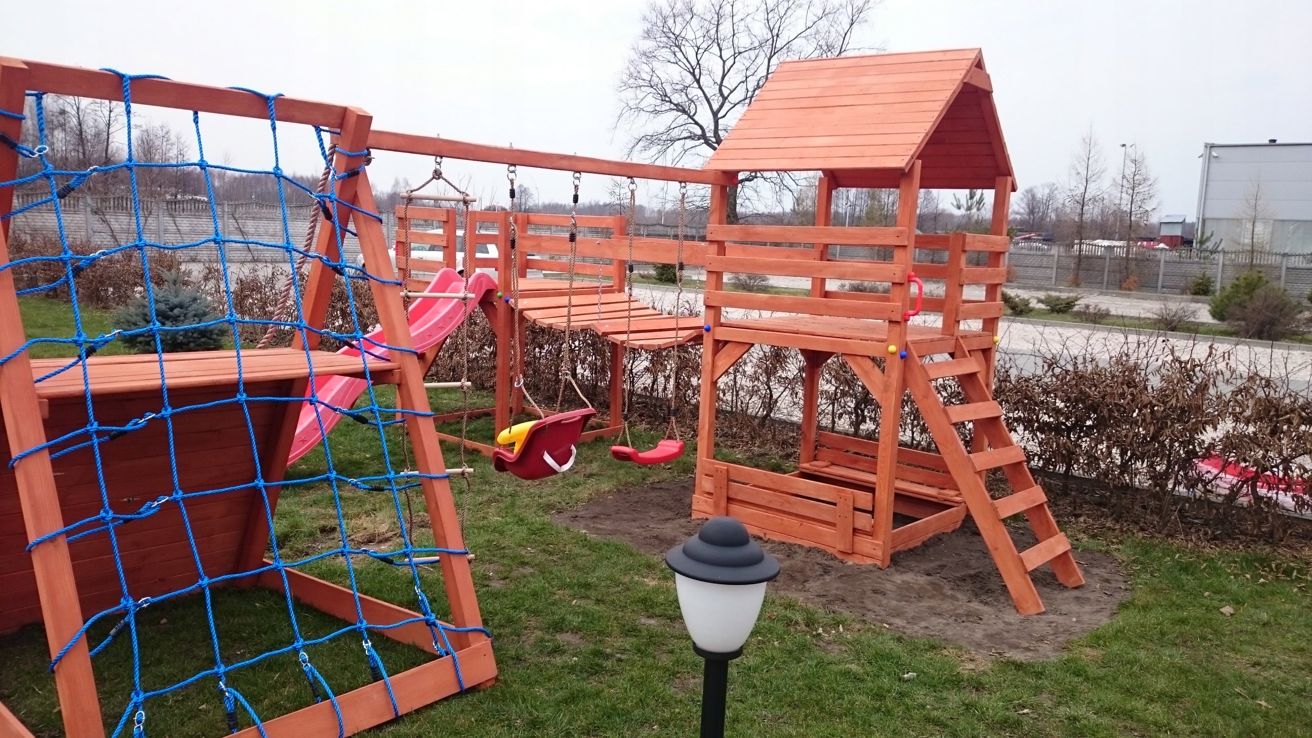 Square toys wooden bridge climbing wall Dominant material wood