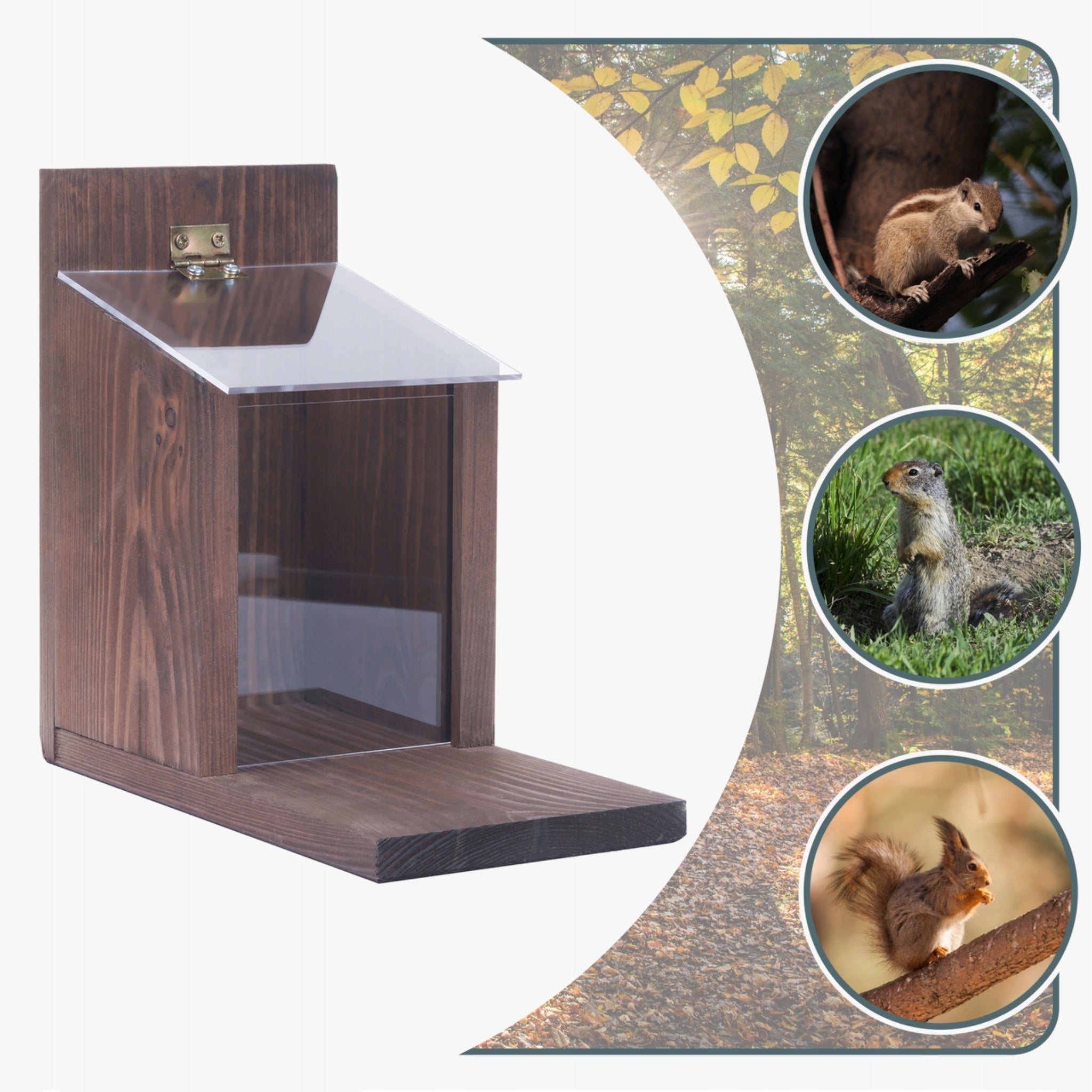 Squirrel Feeder Wooden House Impregnated Large Walnut Pantry Manufacturer no brand