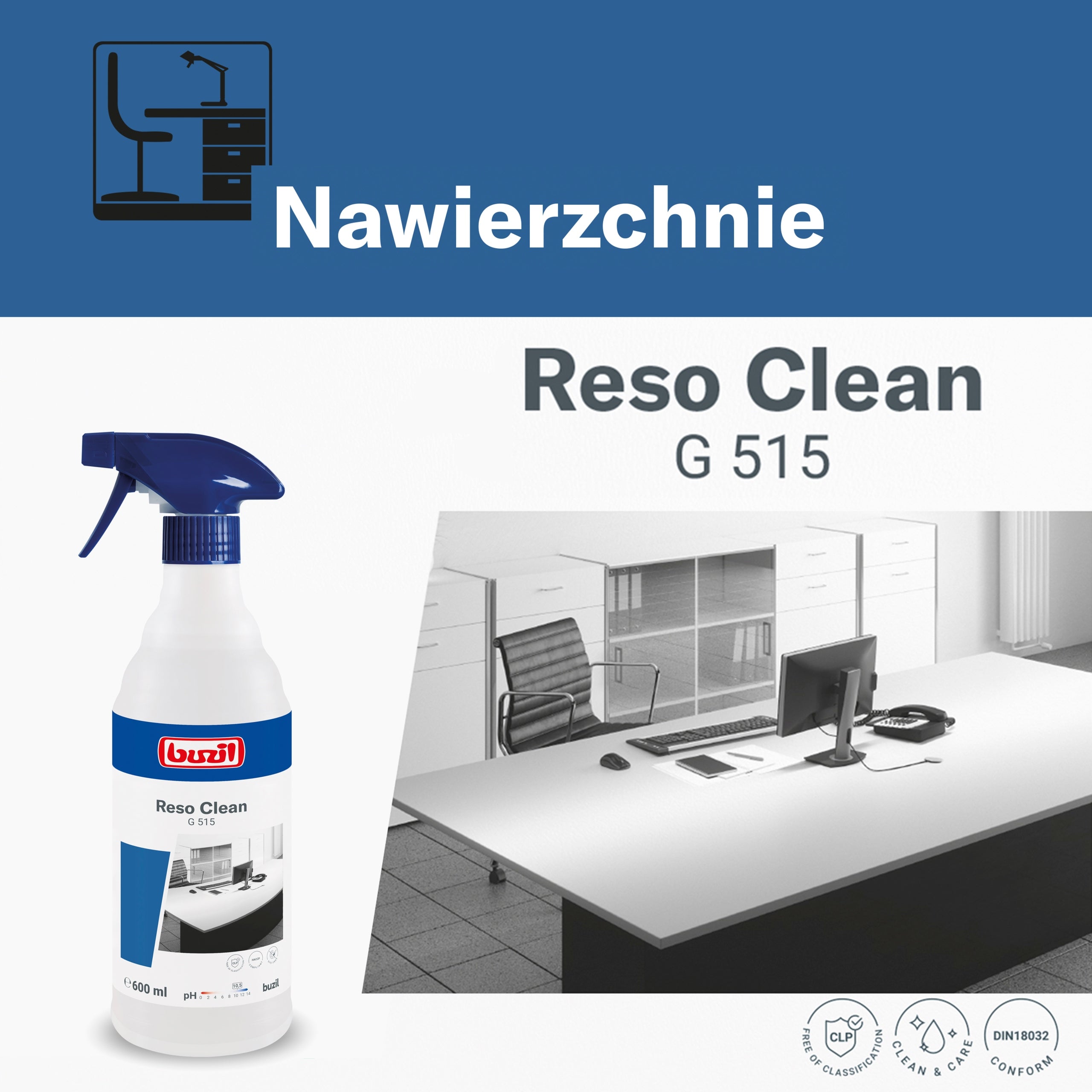 Reinigungsmittel BUZIL G515 Reso Clean, auf Alkoholbasis, mit Sprühgerät, 600 ml (12) 