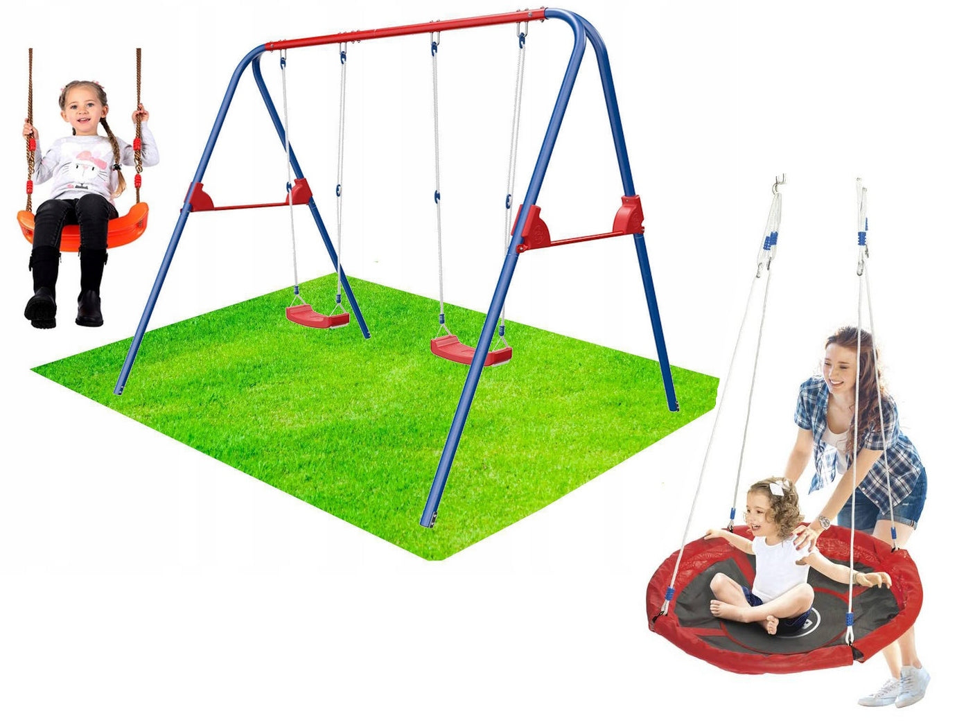 Stable Garden Swing for Kids + 2 Swings + Stork Nest
