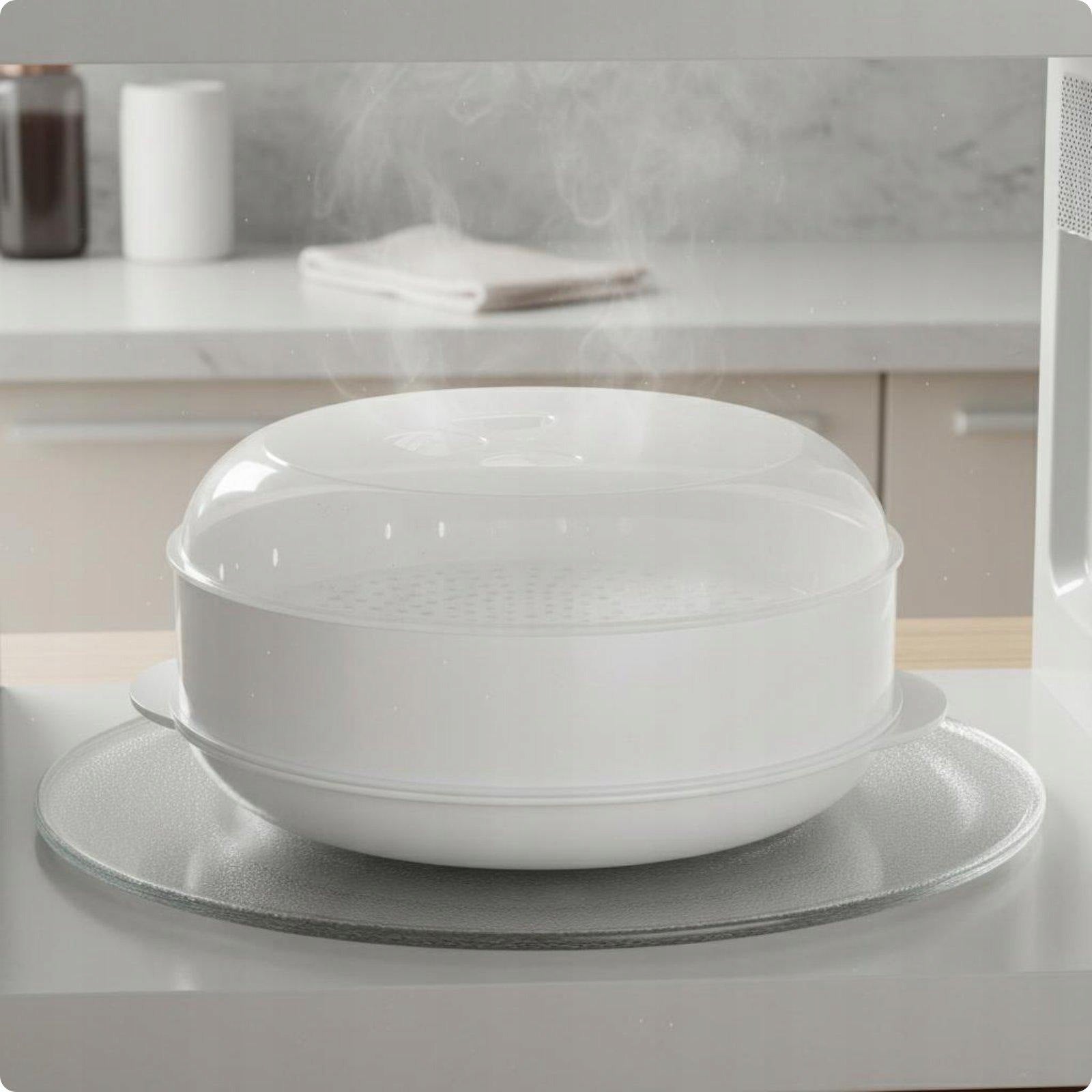Stackable Microwave Steamer with Transparent Lid and Adjustable L 1 Layer