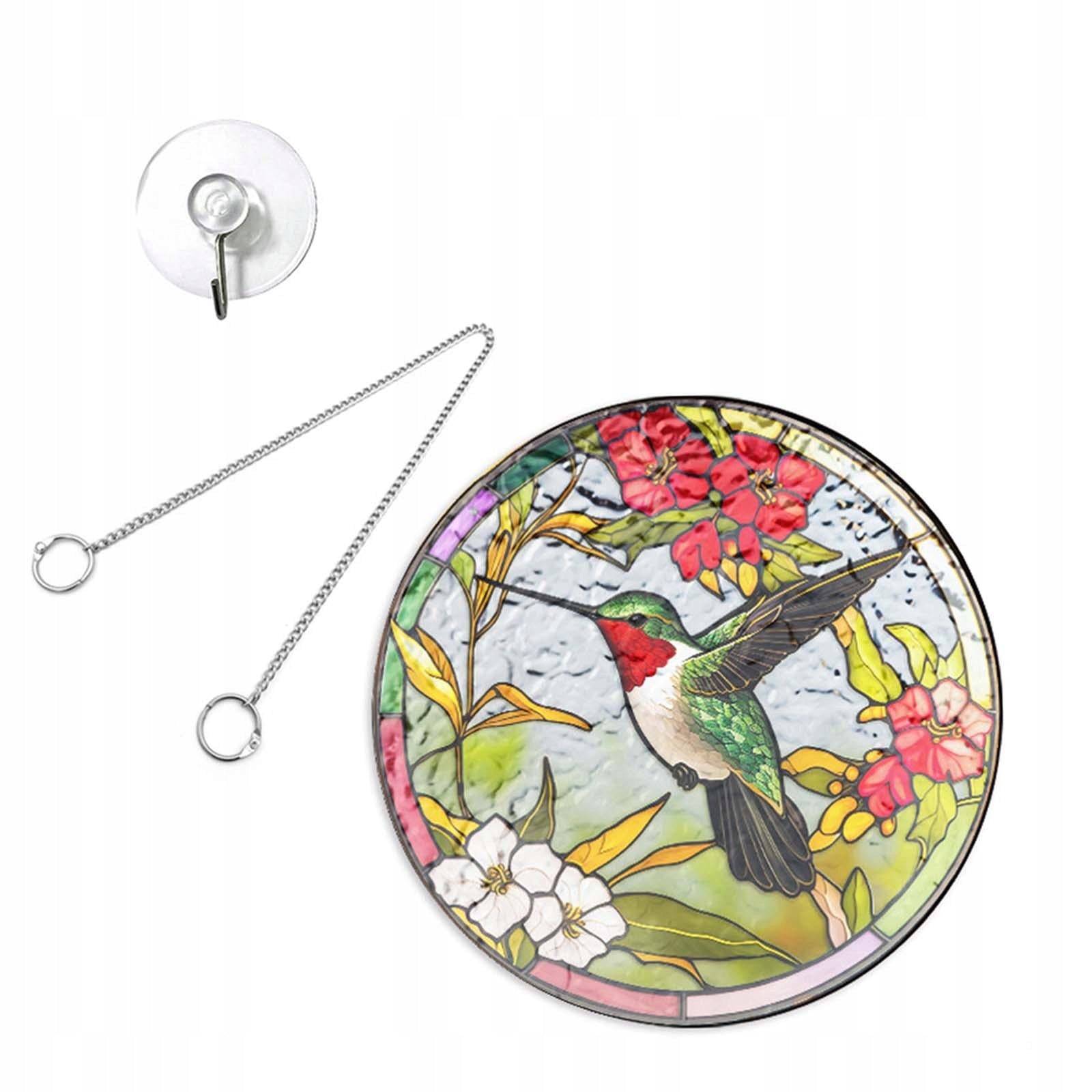 Stained Glass Window Hanging Decor Bird Hanging Ornament for Door Style D Product height 1 cm