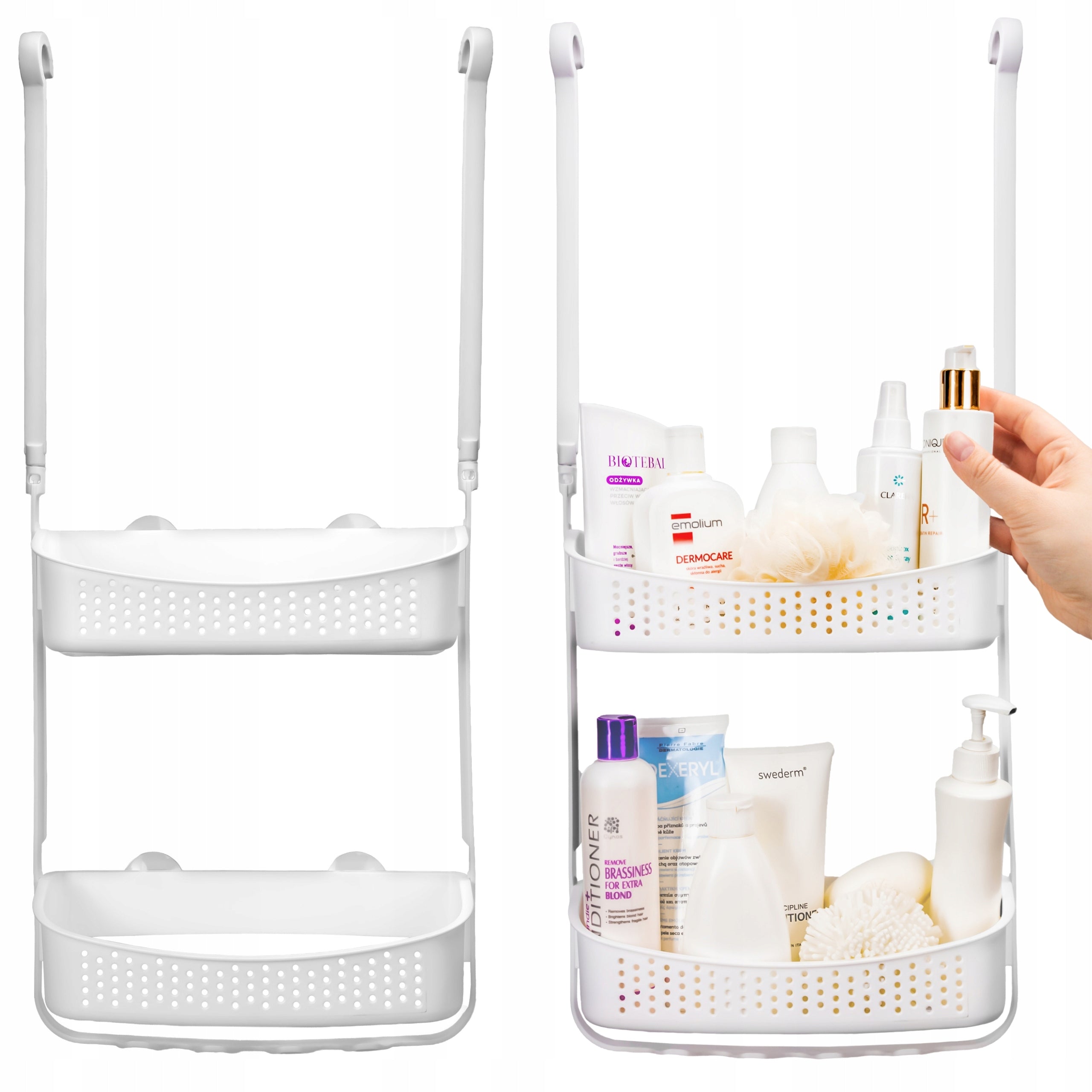 Stainless Steel Cabin Hanging Bathroom Shelf for Cosmetics White Rubber