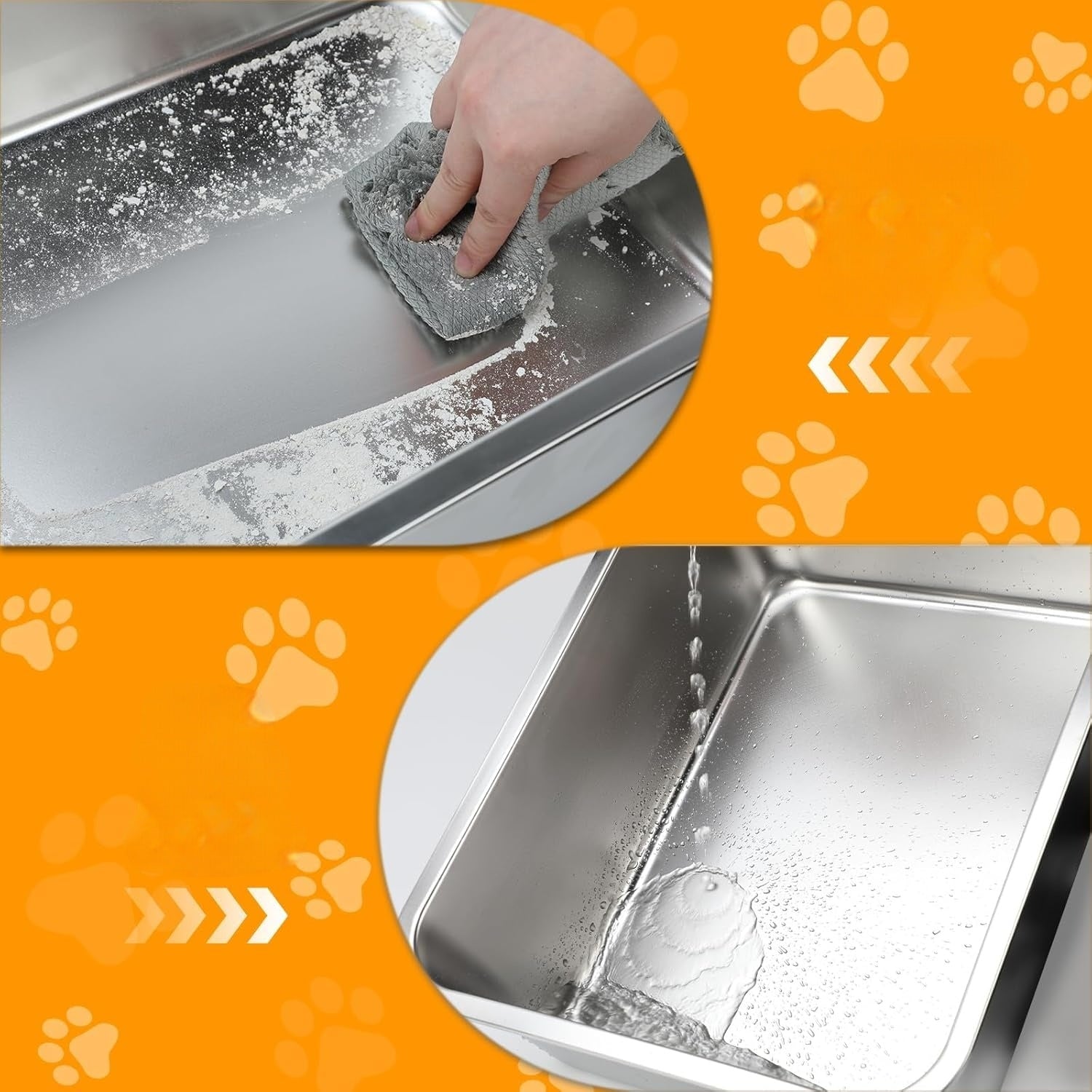 Stainless Steel Cat Cuvette Set Dustpan Mat Covered 45x35x15cm Brand no brand