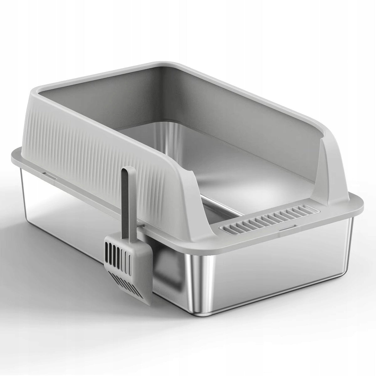 Stainless Steel Cat Cuvette with Grey Frame + Spatula Included Manufacturer code ST58GR