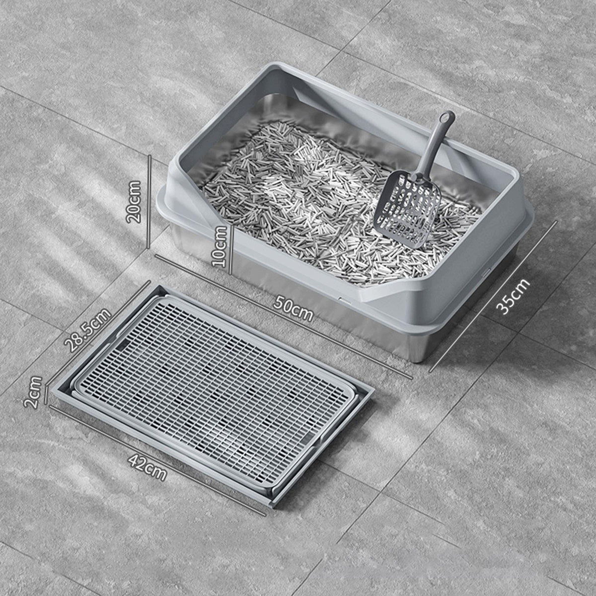 Stainless Steel Cat Litter Box Cat Sand Basin Cat Sand Light gray short