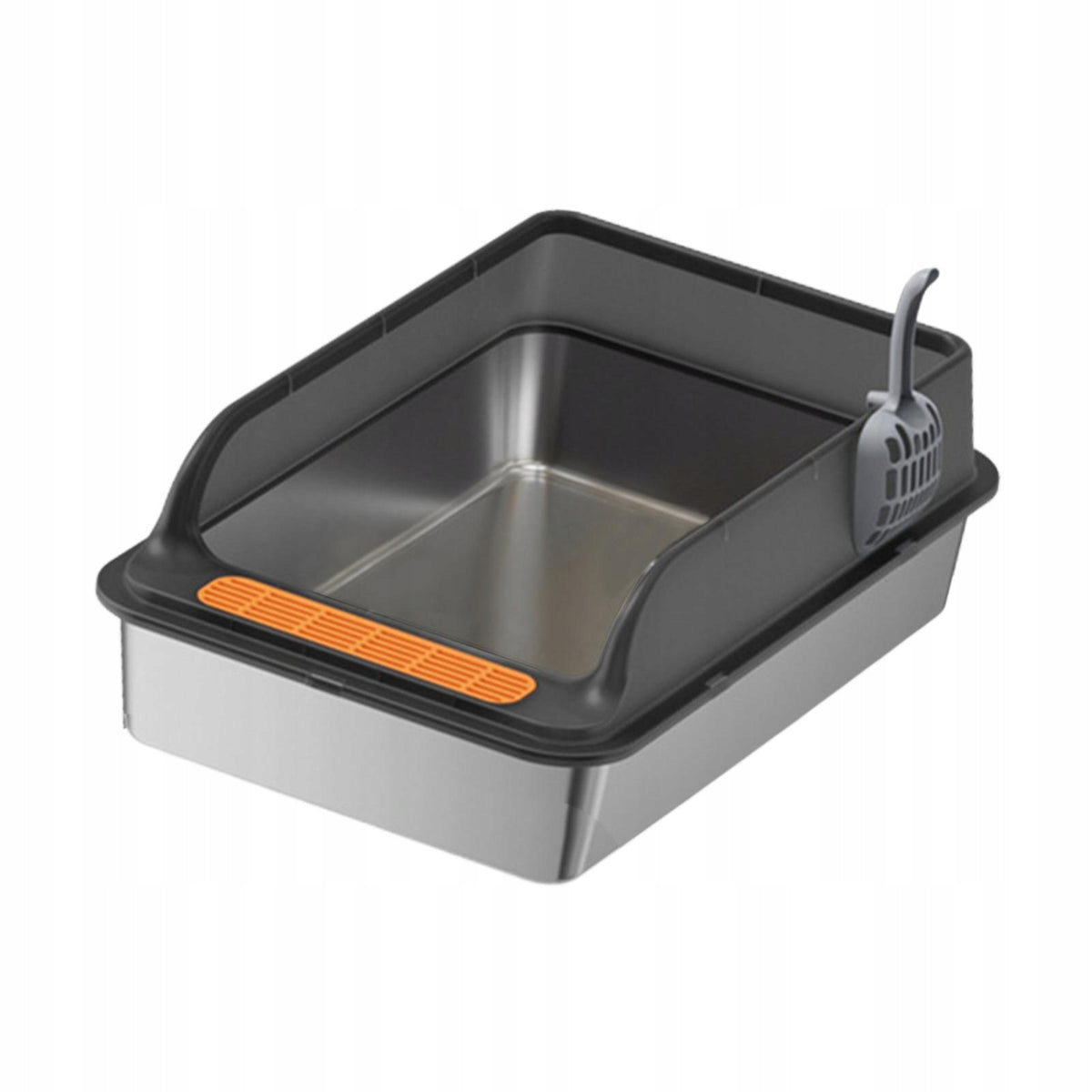 Stainless Steel Cat Litter Box Large Capacity Top Entry Cat Bedpan Black