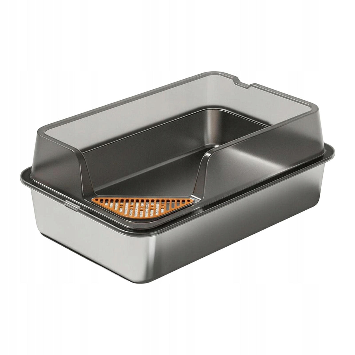 Stainless Steel Cat Litter Box Metal Litter Pan Tray Non Sticky Bottom L Packaging status original