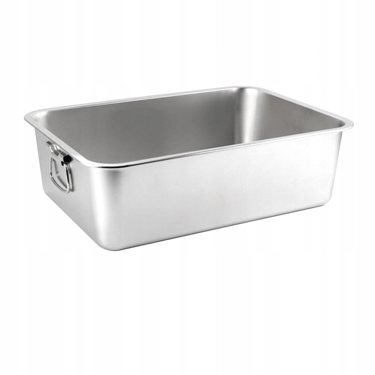 Stainless Steel Cat Litter Box Smooth Edge Multipurpose 40x30x15cm w Handle