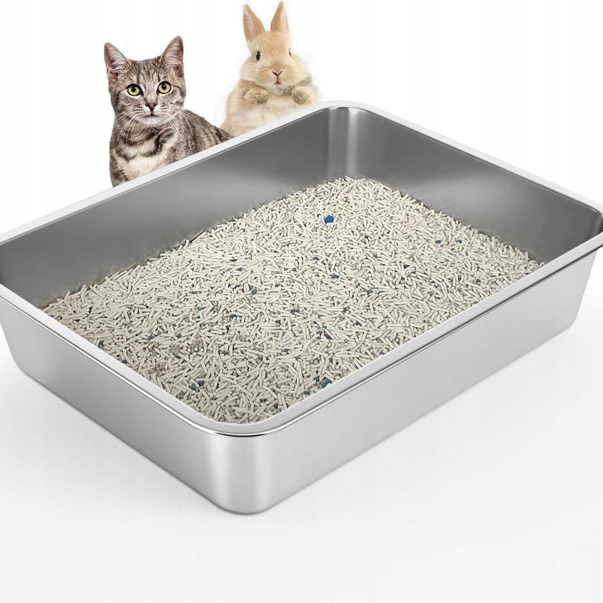 Stainless Steel Cat Litter Box Smooth Surface Scratchproof for Cats and Packaging status original