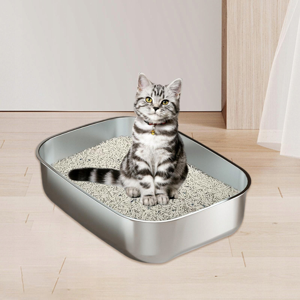 Stainless Steel Cat Litter Box Smooth Surface Scratchproof for Cats and