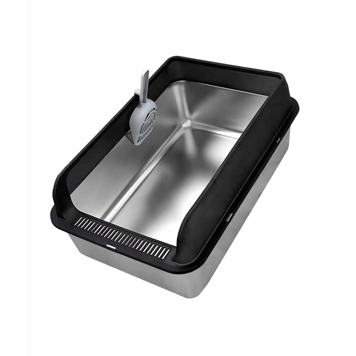 Stainless Steel Cat Litter Box Sturdy Easy Clean Splashproof Cat Black