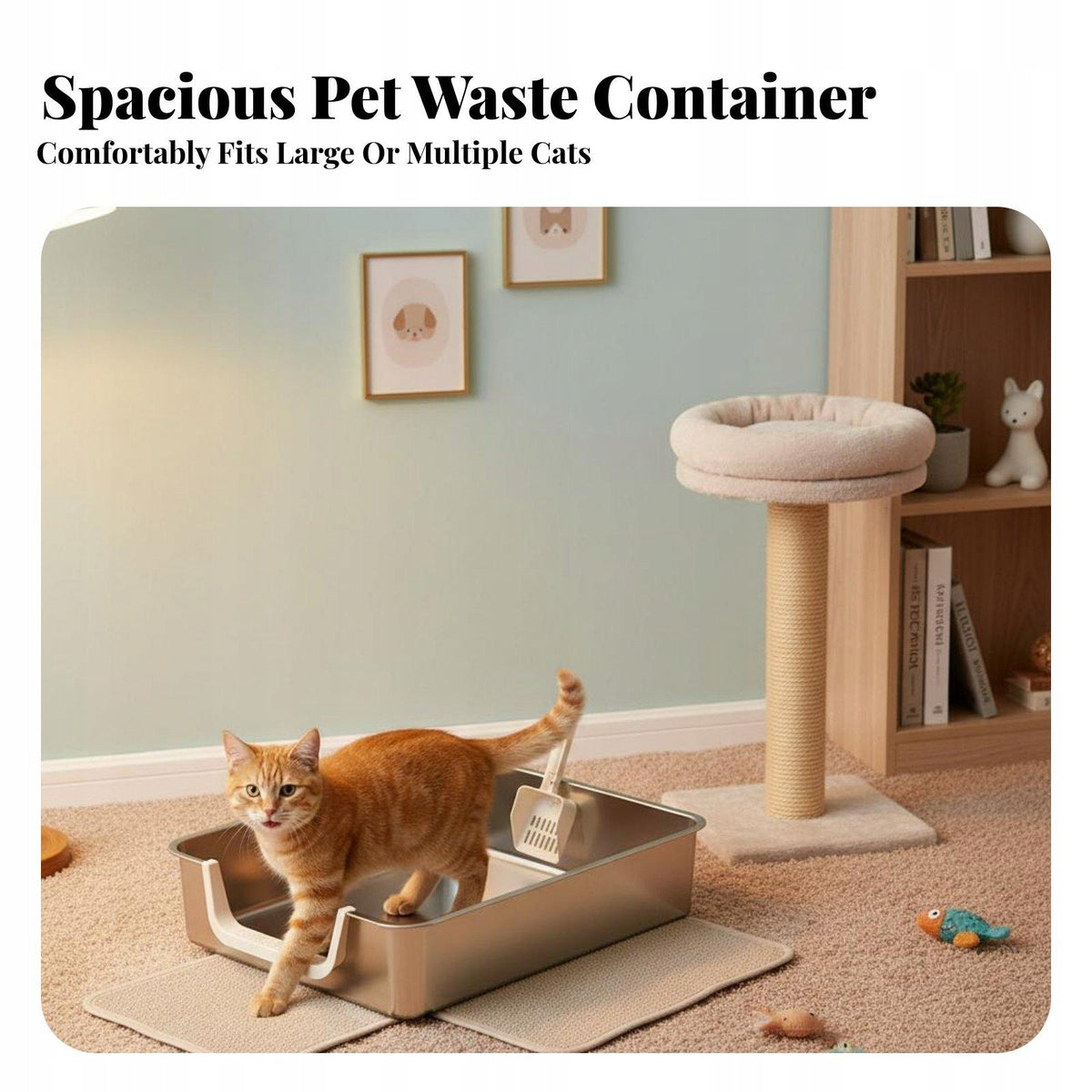 Stainless Steel Cat Litter Box Uncovered Spacious Design Xxl-1 Light Grey Packaging status original