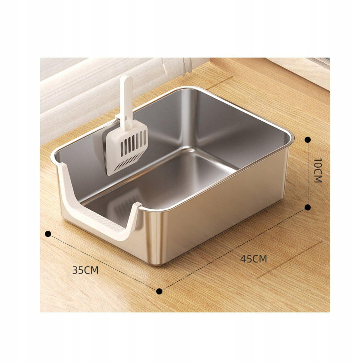 Stainless Steel Cat Litter Box Uncovered Spacious Design for L-1 Beige Manufacturer code 03372578612