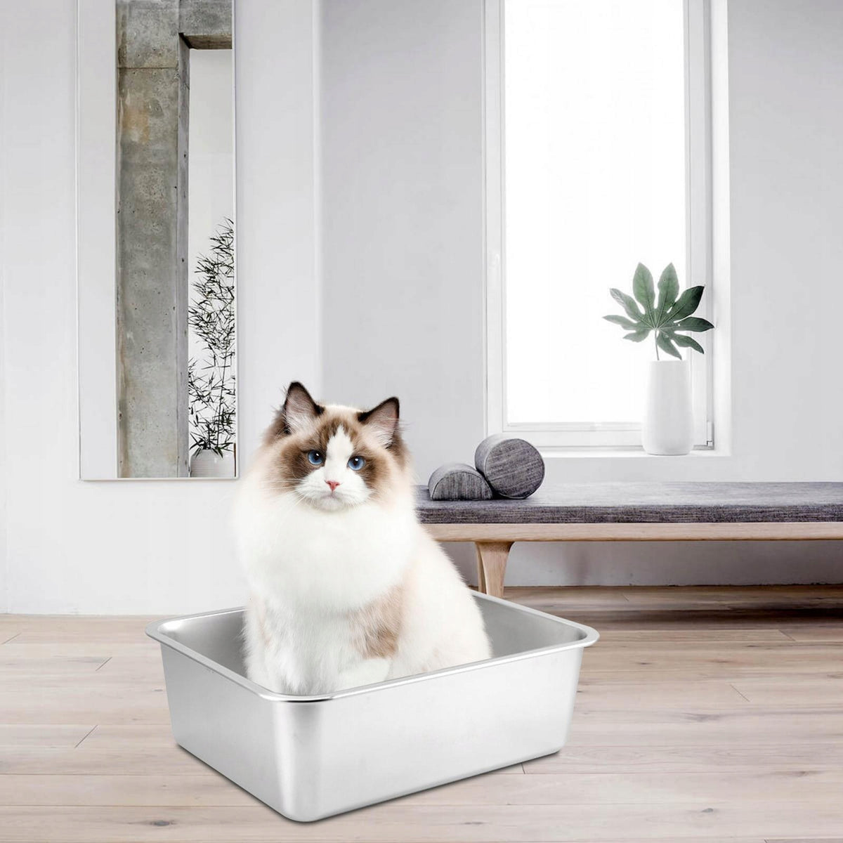Stainless Steel Cat Rabbit Litter Box Versatile Smooth Surface 45x35x10cm Manufacturer code 05564056820