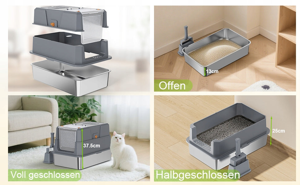 Stainless Steel Closed Cat Cuvette 58x37,5x37 cm SPATULA XL Brand no brand
