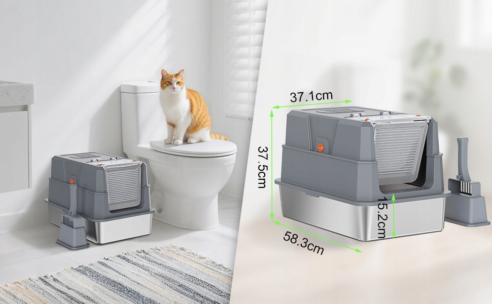 Stainless Steel Closed Cat Cuvette 58x37,5x37 cm SPATULA XL Product width 37.5 cm