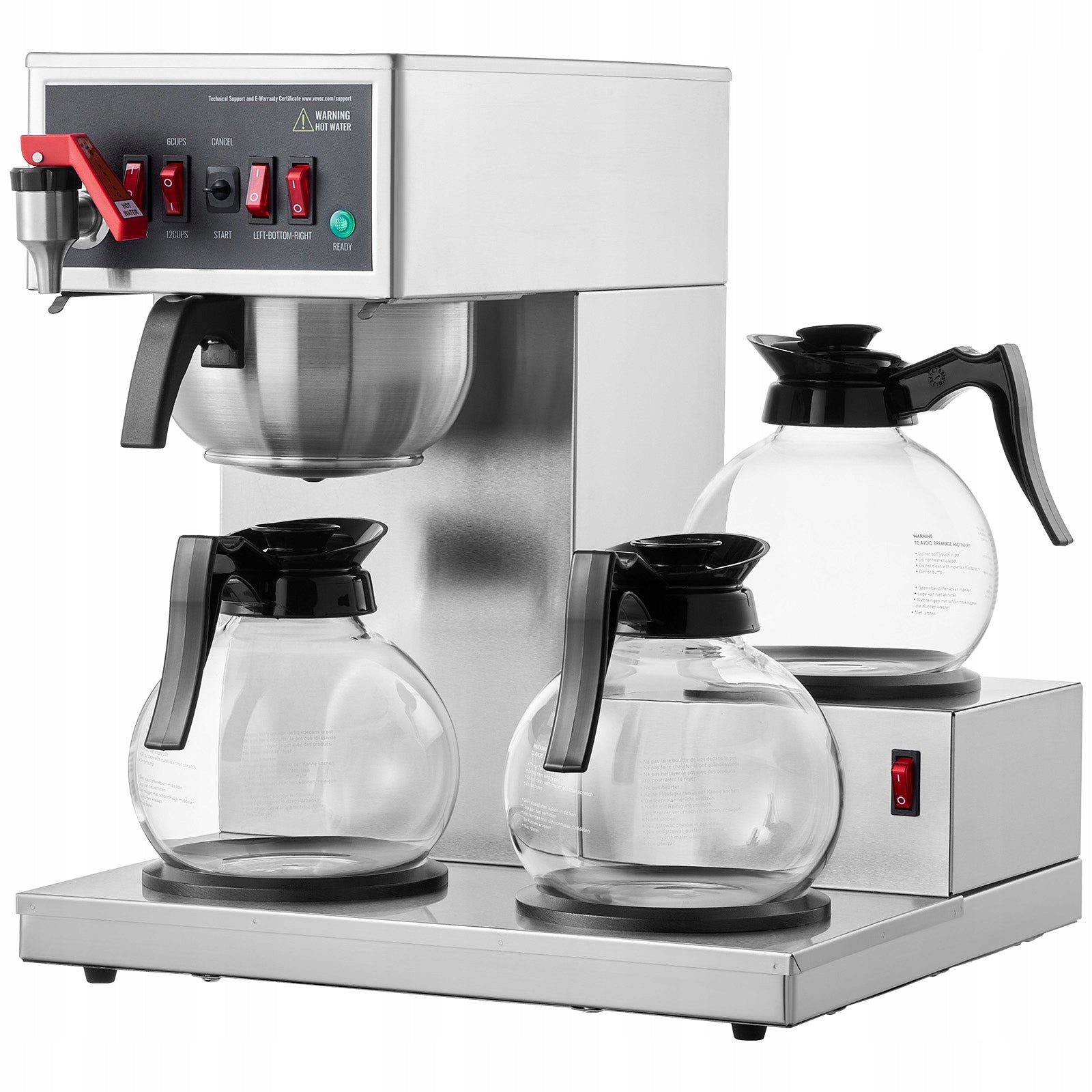Stainless Steel Commercial Coffee Maker W 3 Glass Decanters