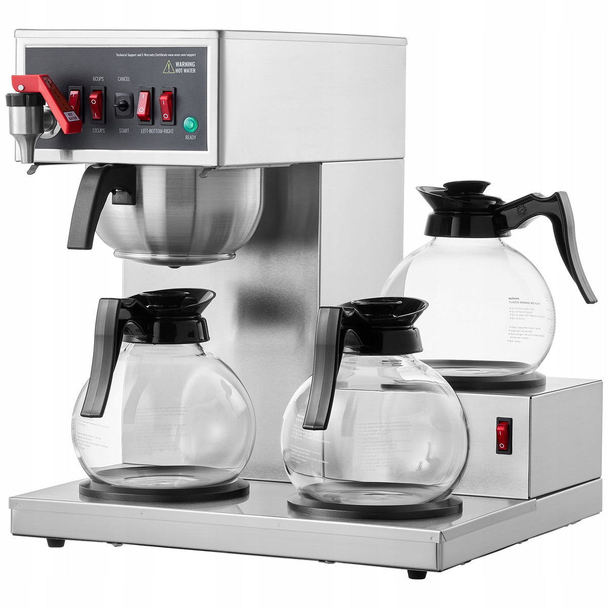 Stainless Steel Commercial Coffee Maker W 3 Glass Decanters