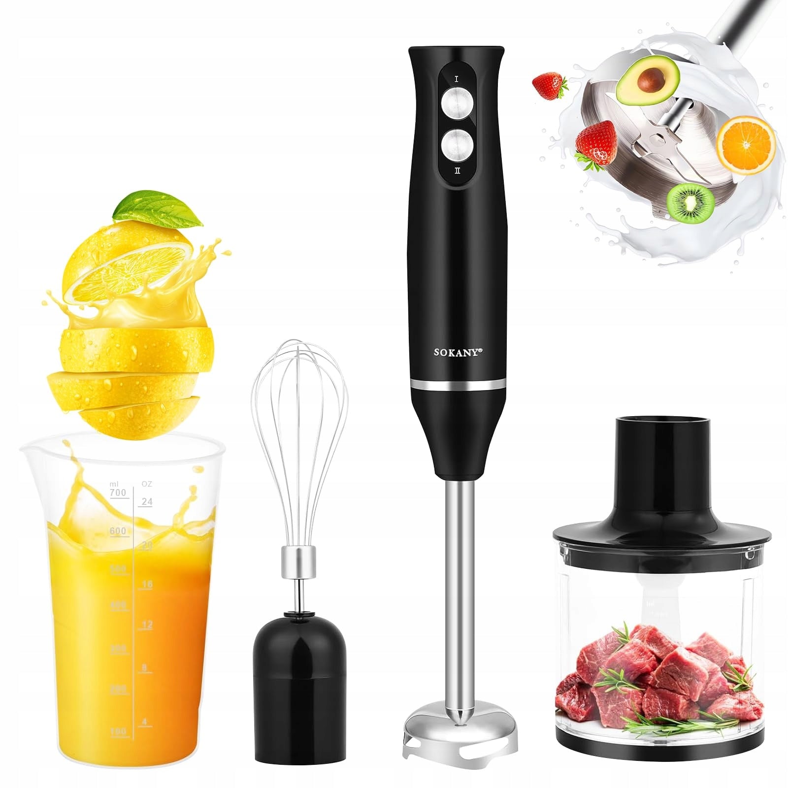Stainless Steel Electric Hand Blender Malaxer Beater 500W Packaging status original