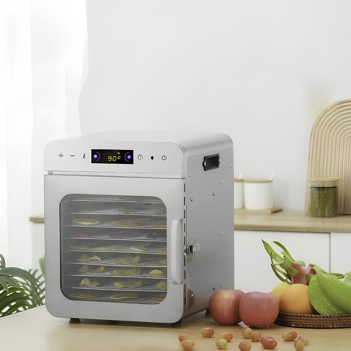 Stainless Steel Fruit Drying Dehydrator RESTEQ 400 W 10 Shelves Dominant color silver/gray
