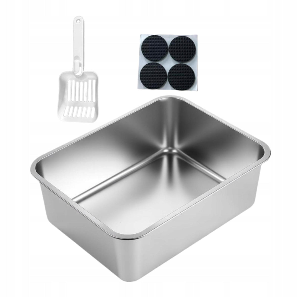 Stainless Steel Litter Box Cat Litter Container Cat Toilet Cat 60x40x10cm