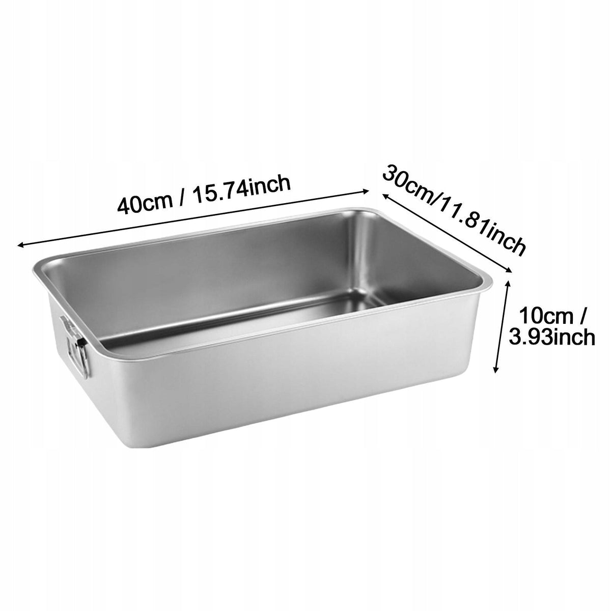 Stainless Steel Litter Box Litter Container High Side Indoor 40cmx30cmx10cm Packaging status original
