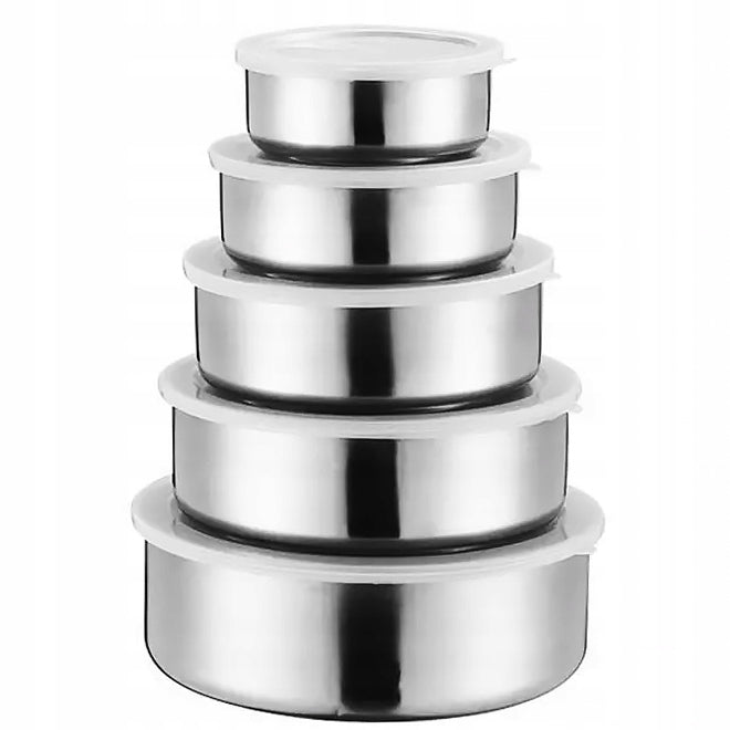 Stainless Steel Metal Bowl Set with Lids Bowl 5 Pcs