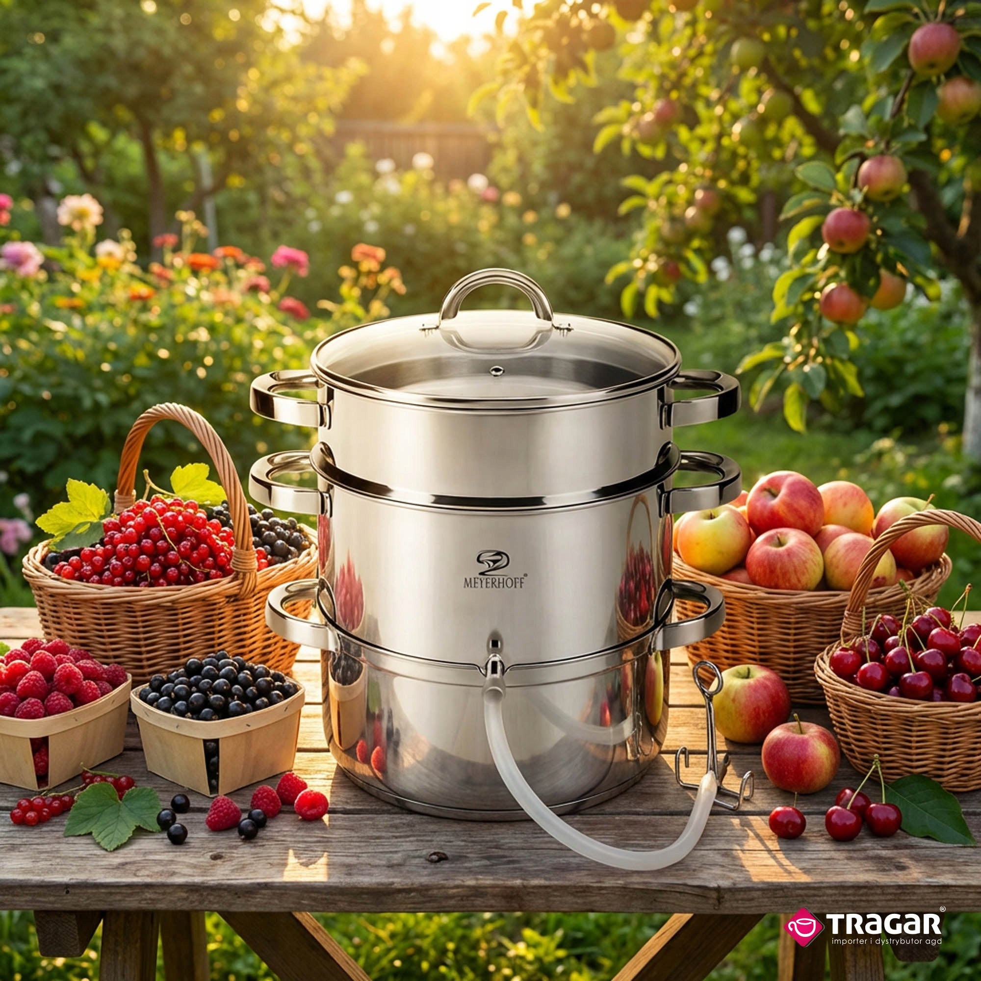 Stainless steel juicer 5 L + Funnel universal for juice PREPARATIONS induction gas Brand Meyerhoff
