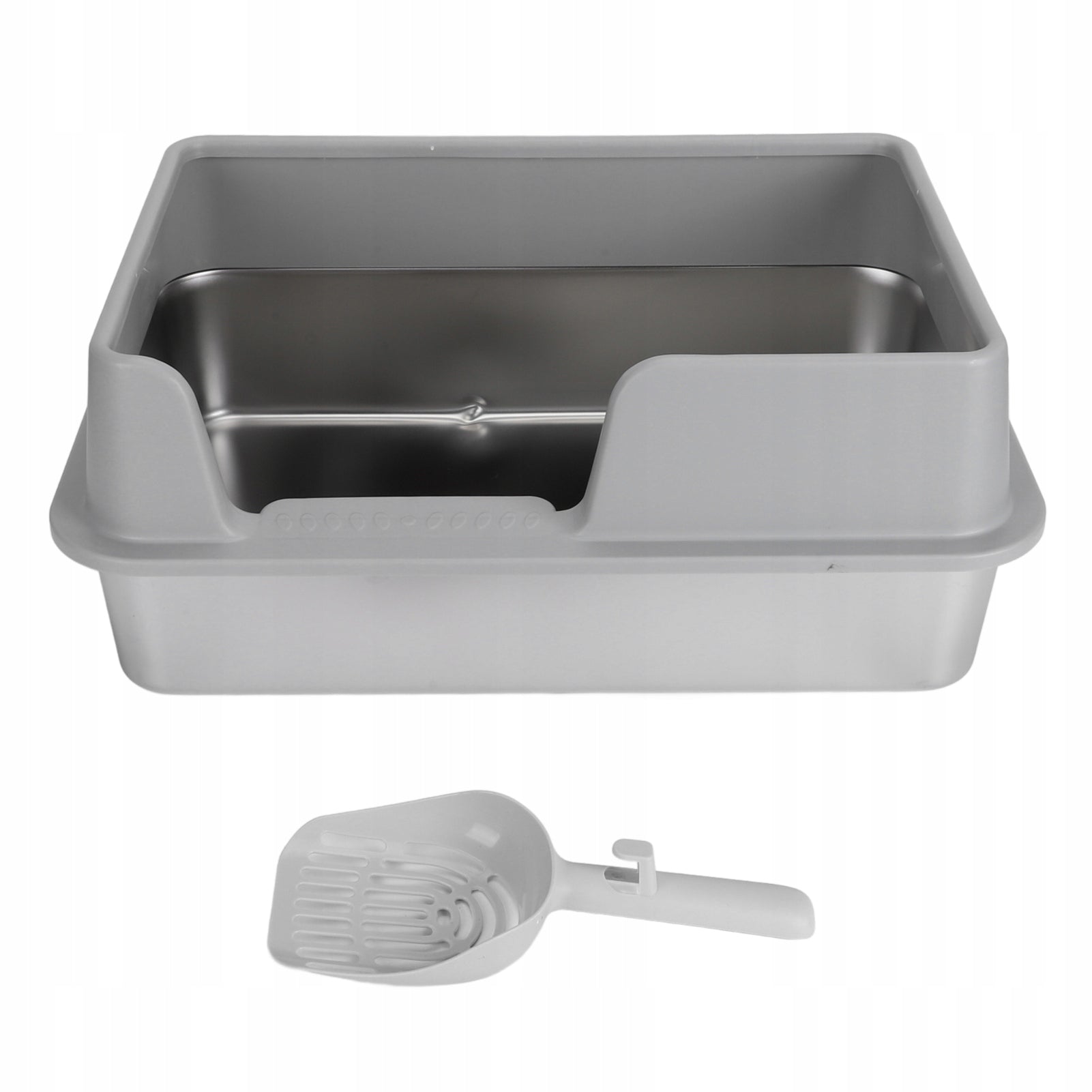 Stainless steel litter box, suitable for small and medium-sized cats.