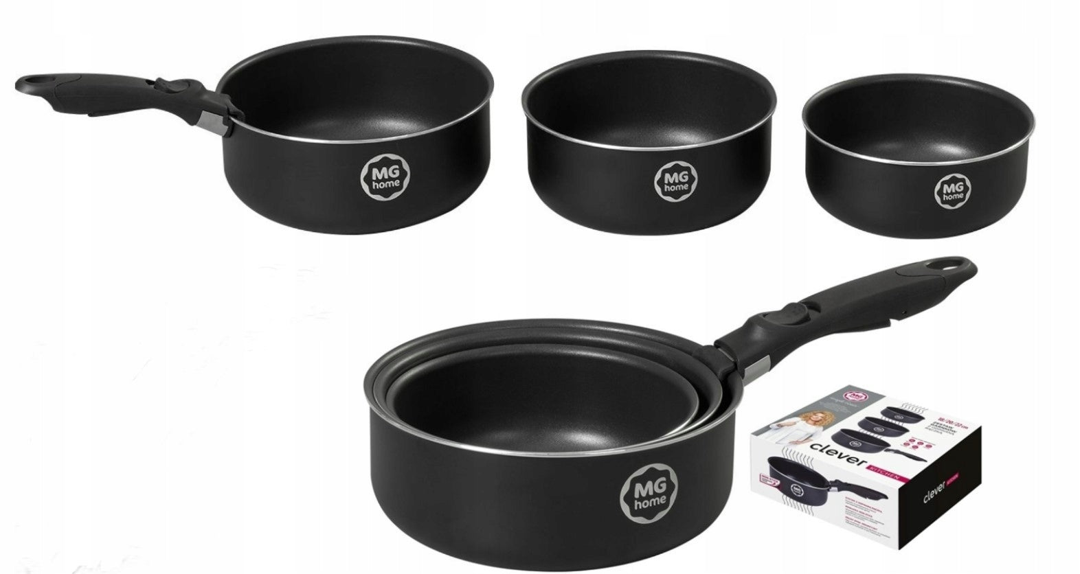 Stainless steel pot set with detachable handle MG Home induction gas Manufacturer code 7105022004B