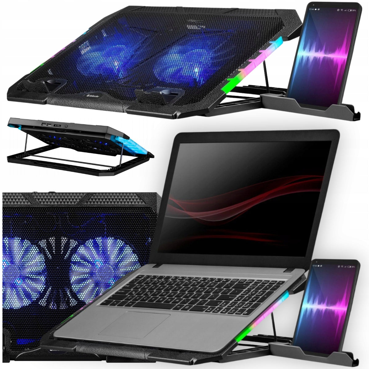 Stand Laptop Cooling Pad Up to 17' Adjustable 2XUSB LED