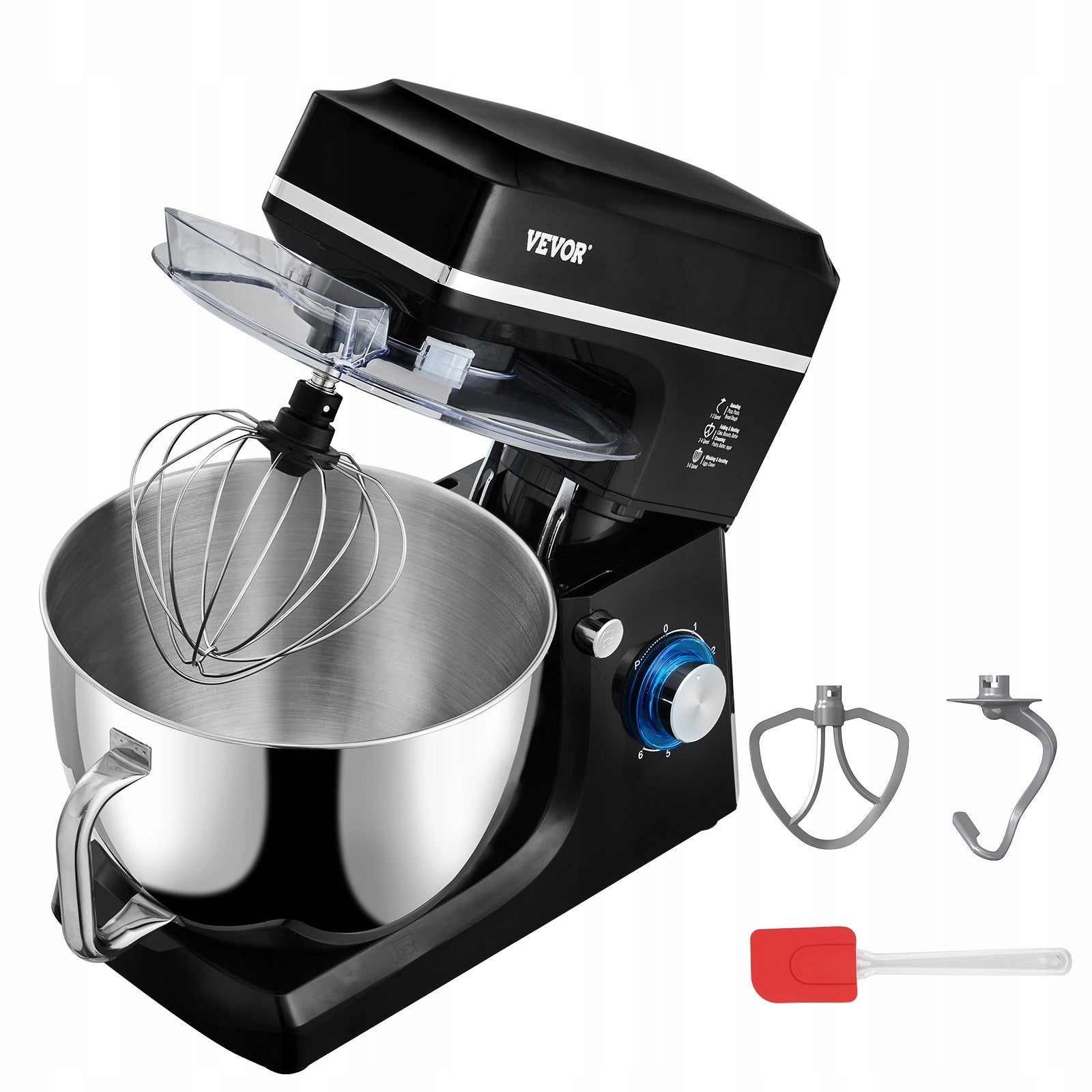 Stand Mixer 8.3 QT Electric Dough Mixer 1400W 6 + P Speeds Food Beater Power rating 660 W