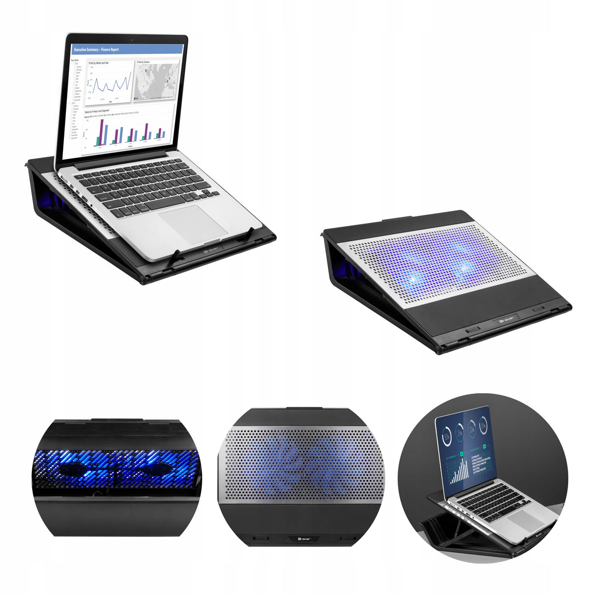 Stand Tracer Officer 15-17'' Cooling Laptop LED + 2 Fans