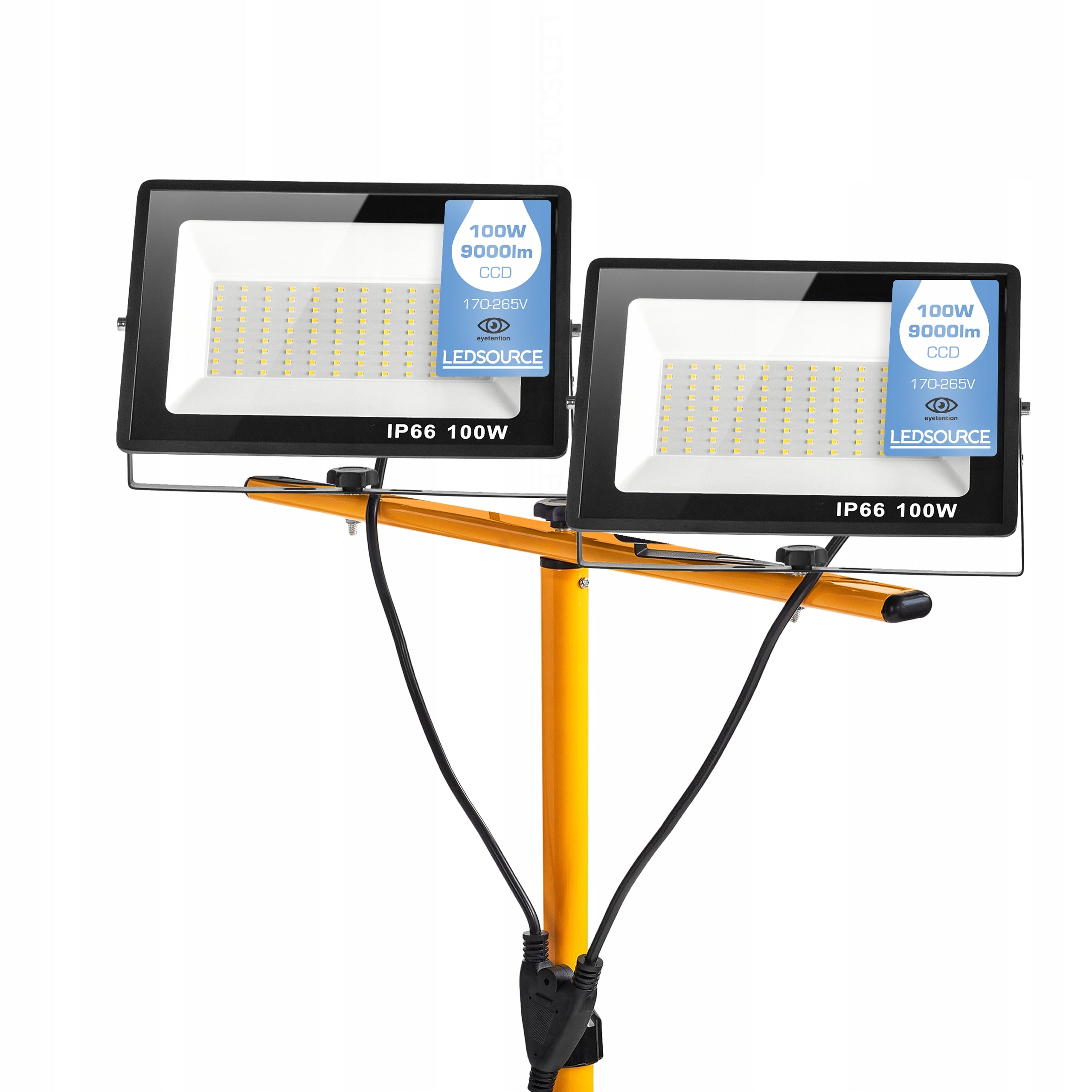 Stand Tripod 200W LED Floodlight Work Lamp Halogen Construction 2x 100W Light color white neutral
