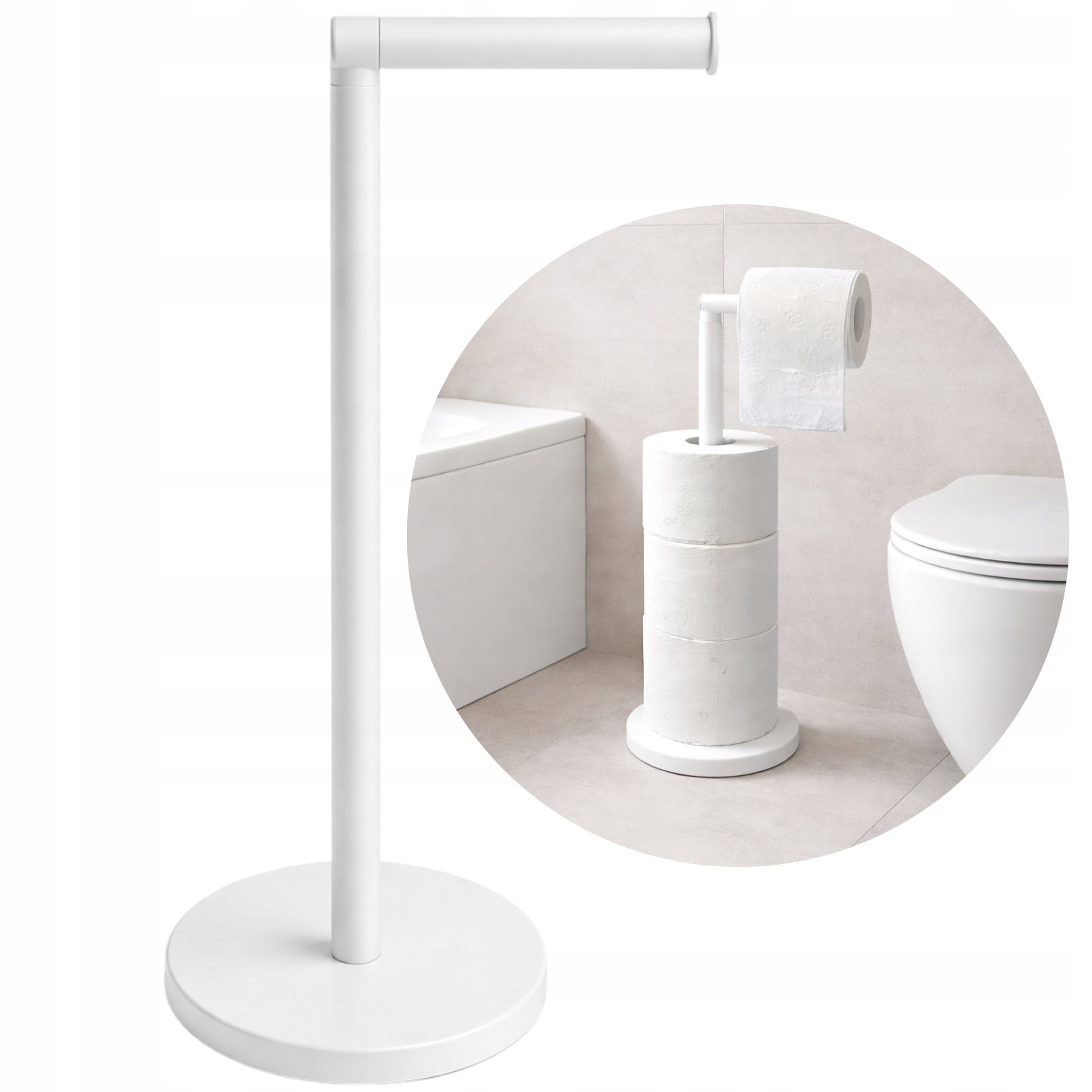 Stand with toilet paper holder for 4 rolls for toilet hanger white loft