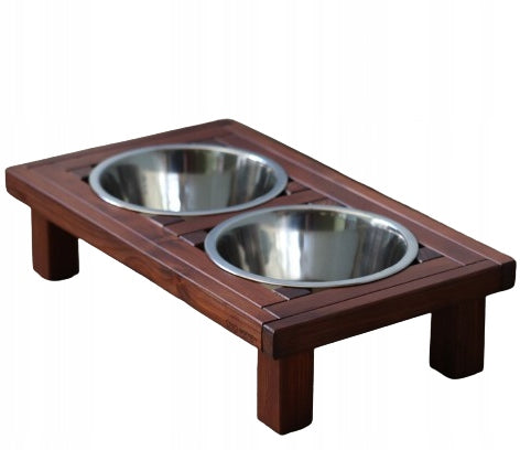 Stand wood two dog bowls size M 2 x0,9l
