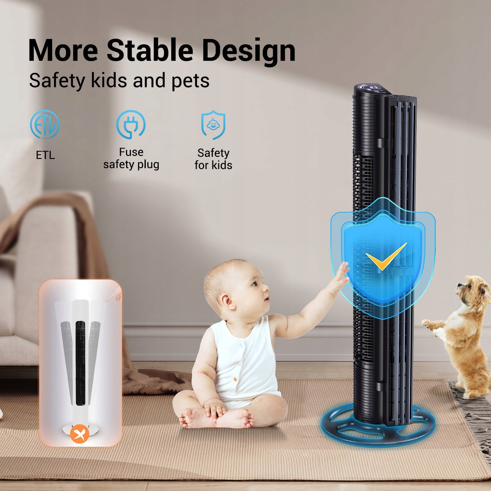 Standing Column Fan 102 cm 75W Ultra Strong, +8m Range, 3 Modes, Aroma Manufacturer code DLCK400