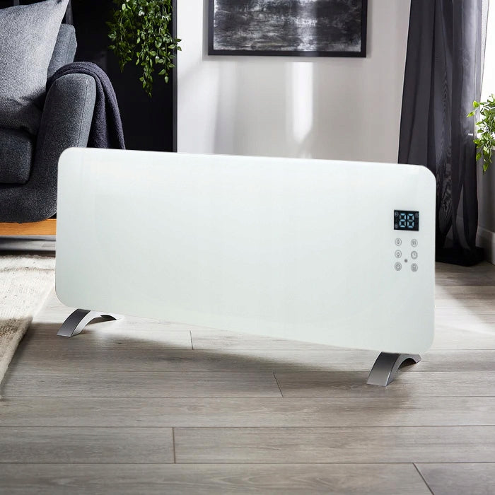 Standing Convector Heater 2000W LED GLASS WHITE Glass Brand Volteno