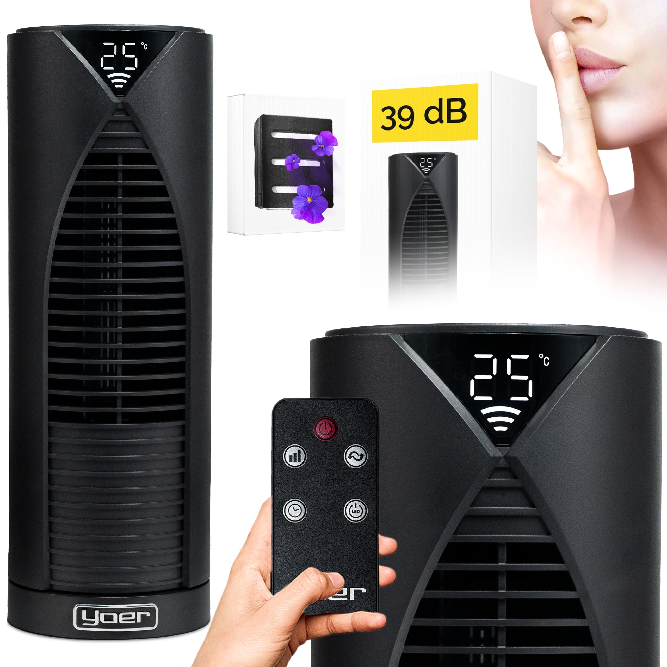 Standing Desk Column Fan Quiet 39 dB Yoer +AROMATHERAPY