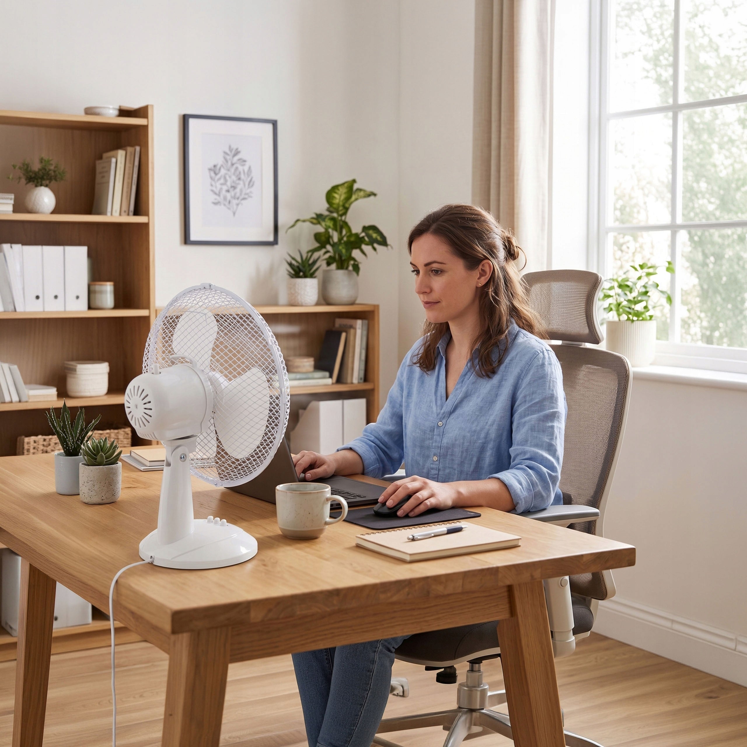 Standing FAN, Desk FAN ADJUSTABLE, QUIET STRONG, White Functions tilt angle adjustment