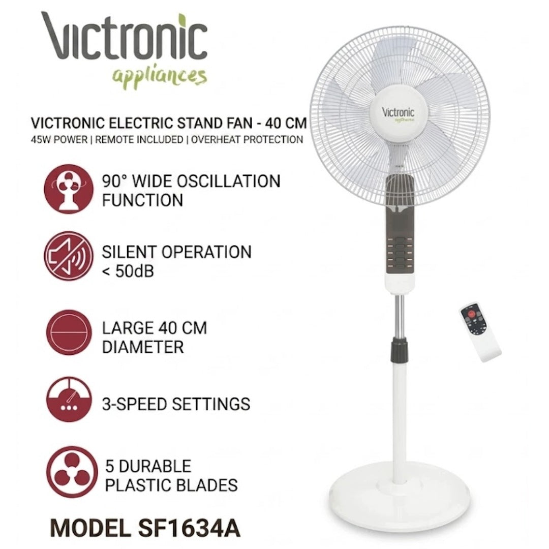 Standing Fan 40 cm with Remote Control–Quiet, Powerful & Convenient Cooling Packaging status original